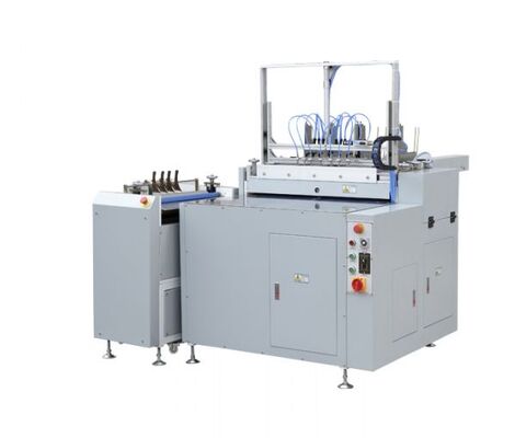 Máquina Semiautomática para Fabricar Cajas para Cuadernos, Álbumes de Fotos, Carpetas, Certificados, Libros de Tapa Dura con Encolado Simultáneo a Doble Cara, Un Operador, Huella Pequeña, Ideal para Post-Prensa Digital