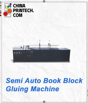 Máquina de pegado de bloques de libros semiautomática para el libro cosido pegado con rodillo frío, aire caliente y secado IR