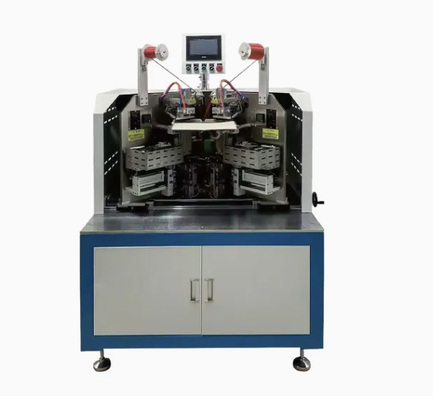 Sistema de fabricación de cajas de cubierta dura con doble fijación de cinta de estación de trabajo y pegado automático de corte de cinta para la producción